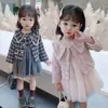 Vestido Traje de Moda para Bebé Niña 2025 Nuevo Otoño Chaleco Falda de Gasa Vestido de Princesa para Niños Conjunto de Dos Piezas