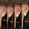 Pendientes de Plata S925 con Cierre de Mariposa, Redondos Planos Estilo Francés, Perla Rosa tipo Pan al Vapor para Mujer, Moda de Lujo Ligero, Pendientes de Perlas de Imitación Mabel Versátiles