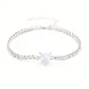 Nuevo Conjunto de Joyas de Lujo Europeo y Americano con Pulsera de Corazón de Cinco Colores y Cadena para Clavícula de Corazón con Cadena de Tenis de Diamante Rosa