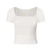 Top Esportivo de Renda Falso Duas Peças com Bojo Fixo para Mulheres para Usar ao Ar Livre Correndo Fitness com Almofada Peitoral Roupa de Yoga Top de Manga Curta Verão