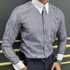 Camisa de Raya Estampada Simple Transfronteriza para Hombre Camisa de Negocios de Primavera para Hombre Tops Sueltos Casuales de Manga Larga para Primavera y Otoño
