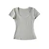 Camiseta Quadrada de Manga Curta de Alta Qualidade para Mulheres, Top Base Versátil Slim-Fit de Verão, Tendência Atacado