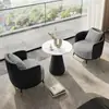 Juego de Mesa y Sillas de Reunión de Doble Capa de Lujo Ligero para Negociaciones y Recepciones de Oficina, con Mesa Redonda y Diseño de Muebles de Silla Individual Cómoda