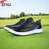 Zapatos de Golf para Hombre Zapatos Deportivos Casuales Cordones con Botón Giratorio Clavos Fijos Antideslizantes Impermeables Zapatillas de Golf