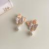 Pendientes de flor de corazón de niña rosa, dulces, frescos y encantadores, pendientes de temperamento suave y lindo de alta calidad
