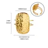 Anillo Geométrico Abierto tipo Línea Cepillada de Acero Inoxidable con Sensación de Alta Gama, Anillo para Dedo Índice de Lujo Ligero Electroplateado al Vacío de 18K