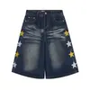 Jeans com Estampa de Estrela de Cinco Pontas de Verão Transfronteiriço Perna Reta Casual Tendência Marca Versátil Moda Estilo Hong Kong Calças Largas em Estoque