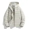 2026 nueva chaqueta de plumón 90 versátil ligera chaqueta de plumón pareja clásica con capucha chaqueta de plumón plumón de pato blanco cálida