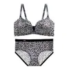 Lencería Sexy Original con Estampado de Leopardo para Mujeres con Pecho Pequeño, Soporte Push-Up para Prevenir la Flacidez, Sin Aros, Conjunto de Sujetador Cómodo Ajustable