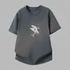 Camiseta de Manga Corta de Algodón Puro para Hombre, Marca de Moda Verano Holgada, Camiseta de Algodón con Estampado de Tiburón de Moda, Cuello Redondo, Media Manga