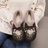 Zapatos de Tela del Viejo Pekín, Zapatos de Algodón, Bolsos Bordados, Zapatos Peludos para Personas de Mediana Edad y Mayores, Estilo Étnico Cálido, Cómodos Zapatos de Algodón Suaves para Madre