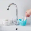 Cesta de armazenamento para pia móvel oca com ventosa potente, cesta de armazenamento criativa de cozinha montada na parede