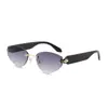 Gafas de Sol Estilo Nuevo Personalizadas Sin Marco Cortadas al Borde Versátiles Estilo Urbano Moda Retro Europea y Americana Protección Solar para Exteriores Gafas de Sol Transfronterizas