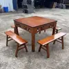 Mesa Quadrada Madeira Maciça Oito Imortais, Nova Mesa Redonda Estilo Chinês para Restaurante, Mesa Quadrada, Conjunto de Mesa e Cadeira para Uso Comercial e Doméstico