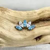 Brincos de Argola Astmf-136 Liga de Titânio Olho de Cavalo G23 Titânio Rosca Interna Brilho Super Zircônia Joias para Piercing Cabeça