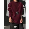 Camiseta de Manga Larga Color Sólido Engrosada Pesada Transfronteriza Estilo Americano Camisa de Capa Base de Felpa Doble Cara Estilo Otoño/Invierno para Hombre Sudadera con Cuello Semi-Alto