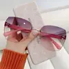 Gafas de Sol sin Marco de Corte al Borde Estilo Nuevo para Mujer, Populares en Redes Sociales, Gafas de Sol sin Maquillaje, Moda Retro Europea y Americana, Gafas de Sol Anti-UV