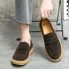 Mocasines Transfronterizos para Hombre 2024 Primavera y Otoño Nuevos Zapatos de Tabla Esmerilada con Suela de Carne para Hombre Zapatos Perezosos de Frijol sin Cordones