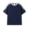 Camiseta Deportiva Casual de Manga Corta con Tres Rayas Estilo Americano para Hombres y Mujeres, Algodón Puro de Peso Pesado 230g, Top Versátil de Media Manga para Parejas, Moderno