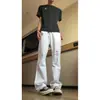 Pantalones con Estilo High Street Americano Tendencia Nacional Estampado de Rayos Jeans de Boca Ancha Hombres Rectos Ajustados Adelgazantes Pantalones Cimitarra