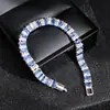 Pulsera retro rectangular de circón blanco y azul europea y americana, nueva joya moderna y versátil, disponible para venta al por mayor S8428