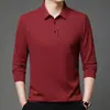 Camisa polo de manga larga para hombre de primavera y otoño, top casual simple para hombre, camiseta básica ajustada para hombre