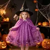 Comercio Exterior Elemento de Halloween Infantil Estampado Capa Morada con Capucha Vestido Festivo Infantil Capa Decorativa