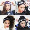 B039-2 Coreia estilo Harajuku faixa esportiva de Nova York lã tricotada elástica versão larga tendência faixa de cabelo com letras