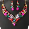 Collar Vintage Estilo Corte Transfronterizo, Pendientes, Pulsera, Juego de Joyería de Cristal, Accesorios de Moda de Alta Gama para Bodas y Banquetes