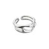 Anillo hueco de doble capa de plata esterlina s925 para niñas, diseño simple, anillo abierto irregular, estilo Dongdaemun de Corea del Sur.