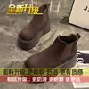 Botas de neve curtas grossas com veludo plus 2026 novo estilo inverno aumento de altura sola grossa botas de neve femininas sapatos Birkenstock botas de algodão de cano alto
