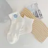 Meias de algodão para primavera e outono femininas meias de verão finas divertidas meias de verão de cano médio meias brancas curtas da moda ins