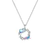 Diseño Original Collar de Plata S925 Colorido Romántico de Pez Grande, Begonia y Mariposa para Mujer, Fresco y Versátil, Regalo para Novia