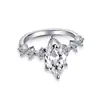 Anillo de boda de oro con circonita de ojo de caballo incrustada, joyería de moda europea y americana para mujer F1411