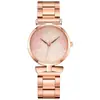 Comercio exterior nuevo correa de acero simple hoja de palma esfera de moda para mujer casual de negocios versátil reloj de cuarzo caja de regalo