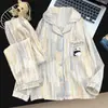 Nuevo conjunto de algodón nube para primavera y otoño, de manga larga y pantalón largo, con estampado de dibujos animados, cómodo para casa, para niños y niñas, adecuado para niños mayores y conjuntos a juego para padres e hijos