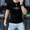 2024 Verão novo masculino gola redonda manga curta camiseta masculina meia manga camisa algodão mercerizado Seda de Gelo respirável na moda dos homens bonitos