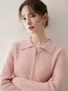 Estilo simple, colección otoño/invierno, cárdigan de cachemira moderno y ajustado con solapa y cremallera, prenda exterior casual de punto de manga larga, versátil para cualquier atuendo