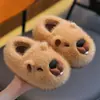 Pantuflas de algodón para niños para otoño e invierno con talón, cálidas y de felpa, con suela gruesa, antideslizantes, para uso en casa, adecuadas para niños y niñas