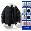 Abrigo acolchado de algodón con contraste de tres barras transfronterizo para hombre y mujer, nuevo para invierno, grueso, cálido, con cuello alto, cortavientos, abrigo de algodón plumón