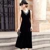 Vestido Feminino Chen Miaoyan, Elegante Vestido de Banquete Lady, Efeito Emagrecedor e Visual Slimming Feminino, Saia Longa de Veludo Dourado na Altura do Joelho, Personalização