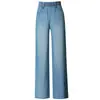 2063-2 Jeans Rectos de Pierna Ancha para Mujer, Verano Tencel Suaves Finos Cómodos de Cintura Alta Sueltos Largos