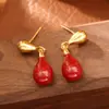 Pendientes Super Elegantes de Esmalte con Forma de Lágrima y Goteo de Aceite, Vintage y Elegantes, Pendientes de Moda de Alta Gama, Accesorios para Orejas Simples y Versátiles