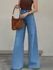 Nuevos jeans cruzados para mujer, estilo europeo y americano, pantalones vaqueros anchos elásticos de Amazon, modernos y versátiles