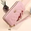 Nueva Cartera Larga para Mujer Estilo Coreano Simple Doble Cremallera Gran Capacidad Billetera para Monedas Múltiples Ranuras para Tarjetas Cartera Bolsa para Teléfono Móvil