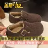Zapatos de Algodón Cálido Zapatos Peludos Grises Mujer 2026 Otoño Invierno Lana Papa Pequeña Tacón Oculto Slip-on Más Terciopelo Zapatos Birkenstock
