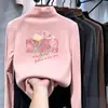 Blusa de base para meninas, nova coleção outono/inverno 2026, estilosa e moderna, feita de material macio tipo fleece, blusa casual com gola semi-alta para crianças e bebês, moda infantil
