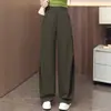 Calça de terno de cor sólida de cintura alta da moda com efeito de caimento, calça feminina de perna curva, novo estilo outono 2026, calça casual reta solta emagrecedora