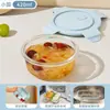 Caixa de Almoço Retangular, Tigela de Vidro, Caixa de Almoço Aquecida, Caixa Redonda para Conservar Alimentos para Trabalhadores de Escritório, Caixa de Almoço Doméstica para Micro-ondas