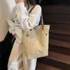 Bolsa de Hombro tipo Tote de Lona Estilo Coreano Gran Capacidad para Viajes de Negocios y Uso Diario Primavera y Verano Nuevo Estilo Perezoso para Estudiantes Universitarios